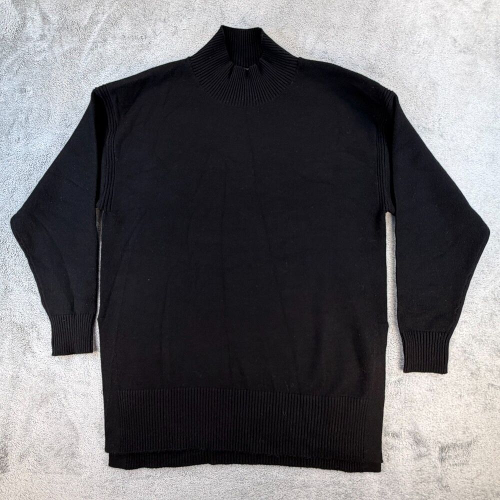 Express Wrap Sweater Women’s Large Ribbed Knit V-Neck Black